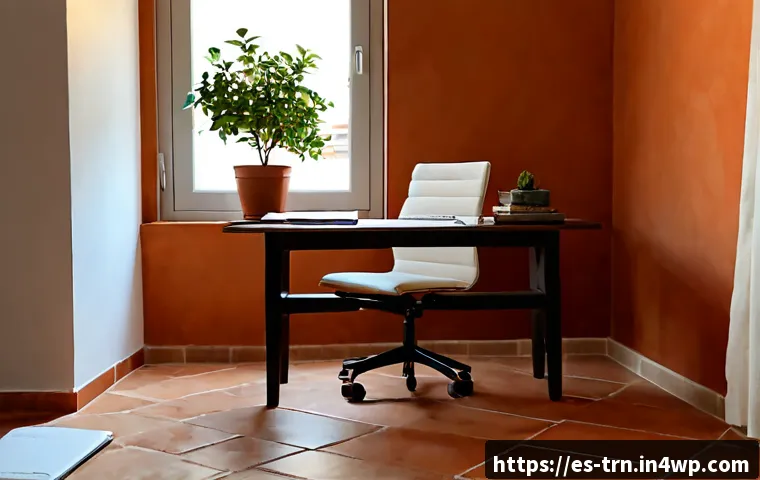 Home 17 몰입 유도를 위한 공간의 물리적 요소 - Photorealistic quiet home study designed for deep focus, Spanish Mediterranean apartment interior wi...