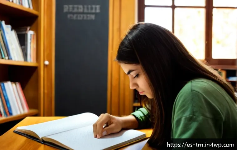 Home 17 몰입 상태에서의 정보 처리 과정 이해 - Photorealistic editorial scene of a Spanish-speaking university student in a quiet sunlit library in...